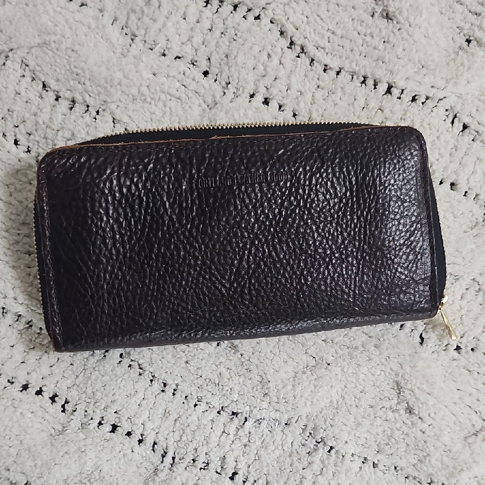 Portland Leather Goods Brown Accordian Zip Wallet